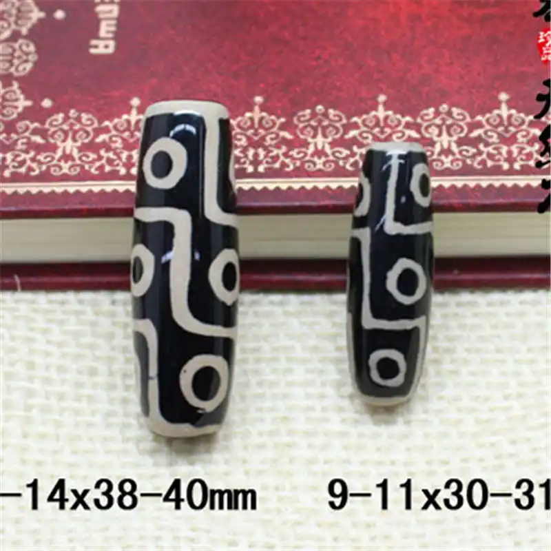 Длинный бисер TSB0443 Tibet Nine глаза DZI в старину черный сердолиан 30 мм 40 мм|beads 30mm|long