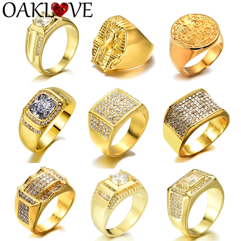 Винтажное модное кольцо египетского фараона с крестом квадратное Золотое на