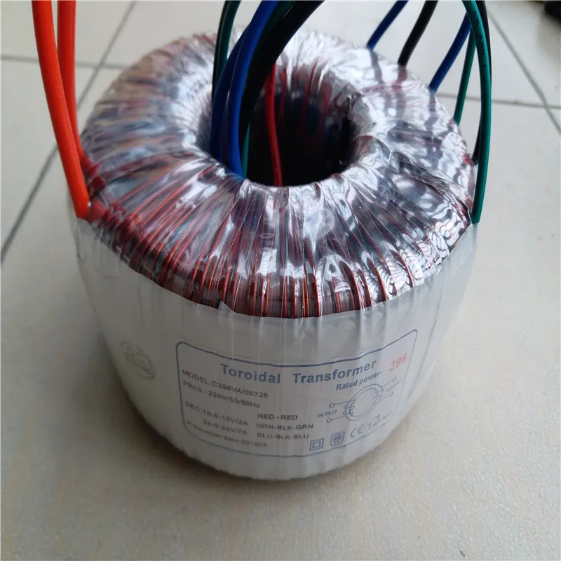 Кольцевой Трансформатор 24V-0-24V 7A 15V-0-15V 2A 220 В медный вход изготовленный на заказ