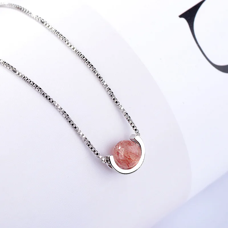 

FENGLI Moon Round Necklace Chain Pendant Choker Necklace Woman Strawberry Beads Party Collier Jewelry Gift
