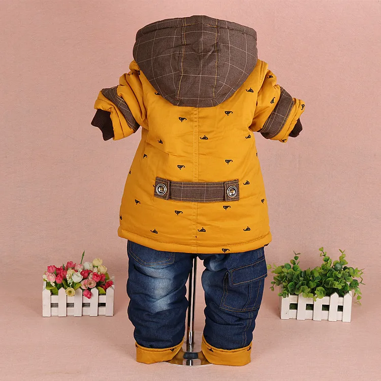 Winter Baby Products High Quality Warm Fashion Hoodies Coat Cartoon Jeans Kids Clothes Set Free Shipping |
