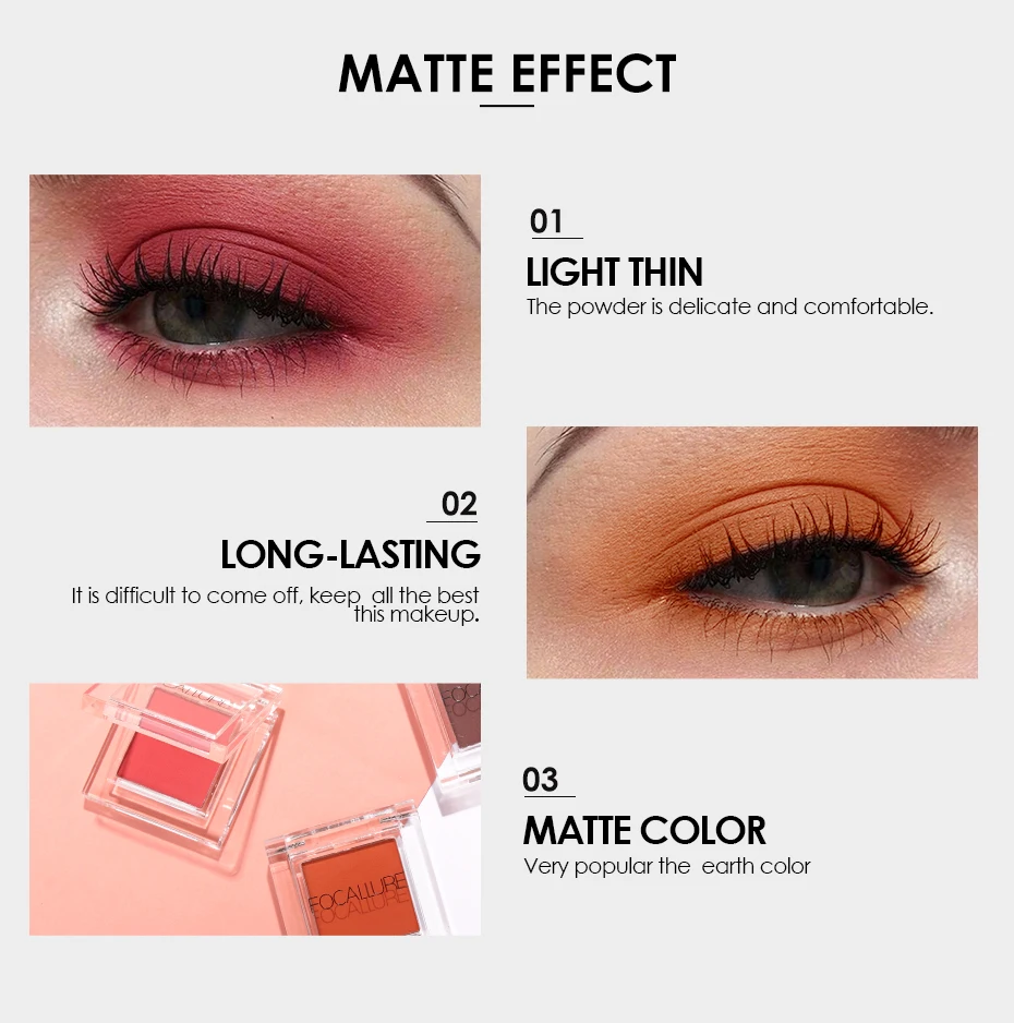 Focallure Matte тени для век одноцветные высокопигментированные голографические оттенки водонепроницаемые тени для век