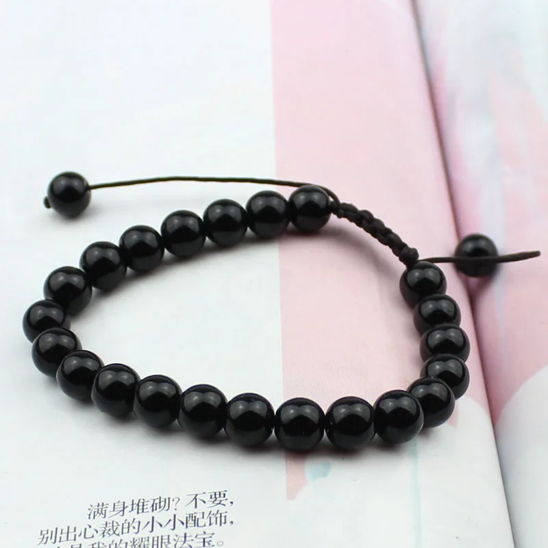 Браслеты мужские из гладкого камня круглые ювелирные украшения нитей ручной