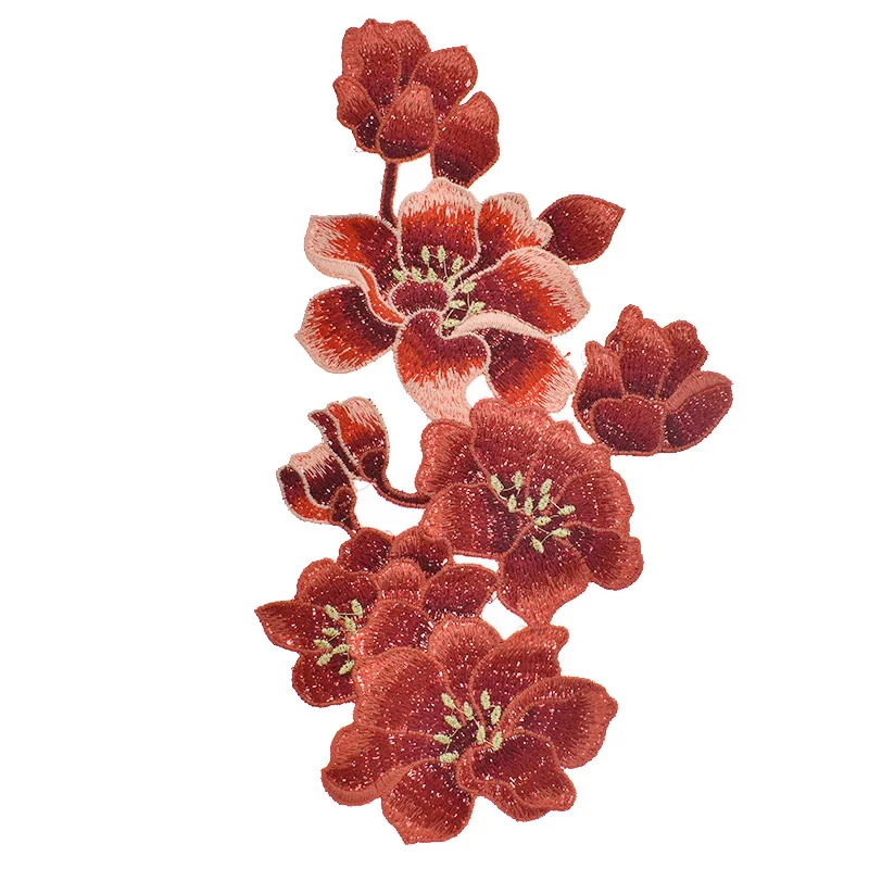 6 шт./компл. вышитая цветок сливы аппликация шитье на одежде красный цвет ручная