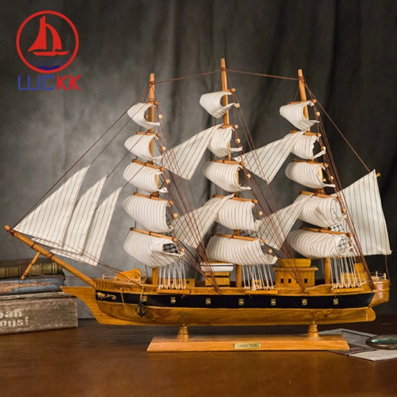 Деревянная модель корабля в винтажном стиле 80 см|Статуэтки и миниатюры| |