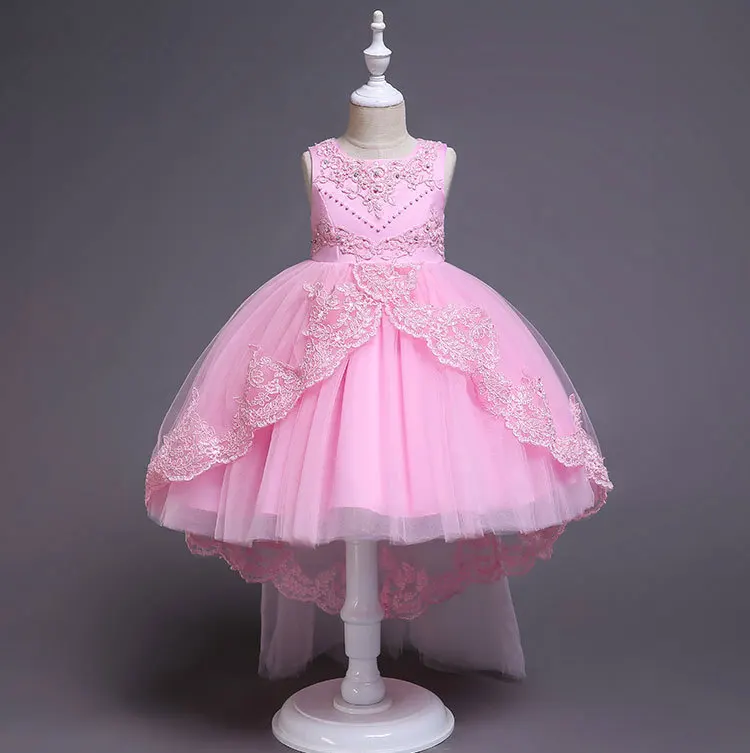 Elegant Cute Summer Girl Dress Toddler Teenage Kids Lace Embroidery Foral Birthday Princess Flower Wedding Party Clothes | Детская