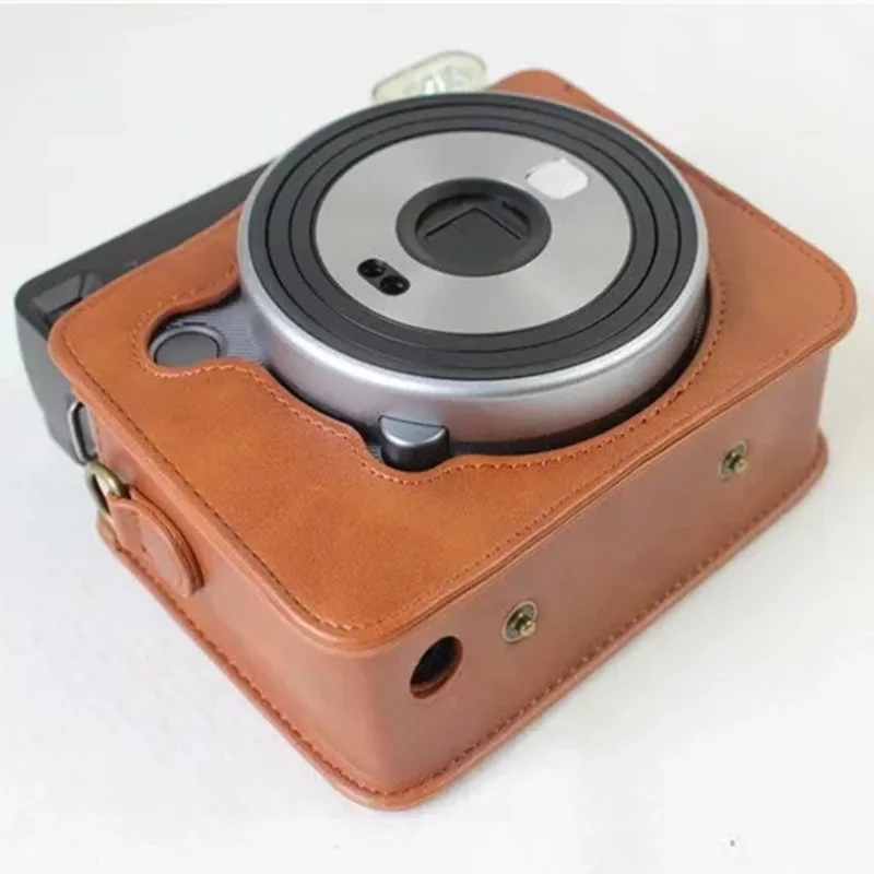 Черный/коричневый цифровой Камера сумка для Fuji Fujifilm Instax SQ 6 sq6 Fuji SQ6 из искусственной кожи Чехол Набор с ремешком
