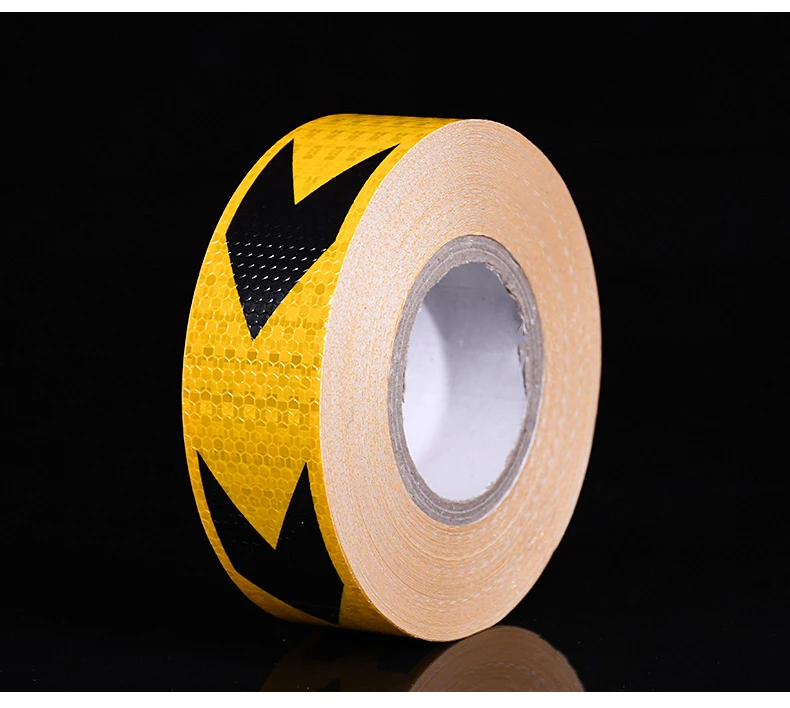 Yellow with Black 5 см* 45 м/рулон стрелка светоотражающие наклейки клейкая лента для автомобиля грузовика мотоцикла безопасности предупреждающий, светоотражающий полосы светофора лента безопасности - Название цвета: Yellow with Black