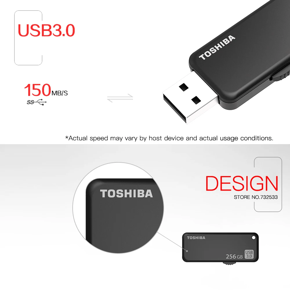TOSHIBA 32 Гб 64 Гб USB 3,0 U диск U365 150 МБ/с. USB флэш-накопитель слайд дизайн высокого Скорость флэш-диск для ноутбука/автомобильным разъемом для рабочего стола