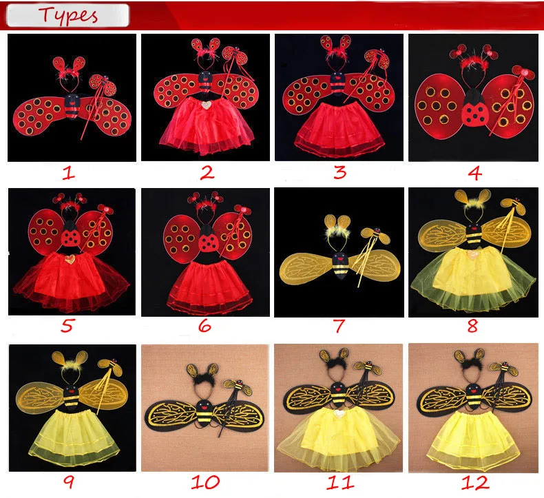 Angle Wing Fancy Dress Butterfly Wings Party Performs Bee Ladybird Headpieces Costume Show up Stage Decoration Props for Kids | Дом и сад