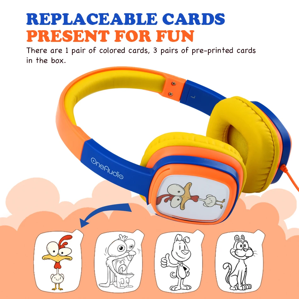 OneAudio DIY Рисование карты детские наушники милый мультфильм портативный Проводная
