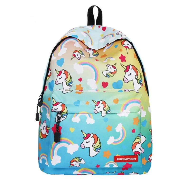 Cute Unicorn Women's Tap Cartoon Backpack Girl Canvas Bag Travel Little Girl's Shoulder | Багаж и сумки