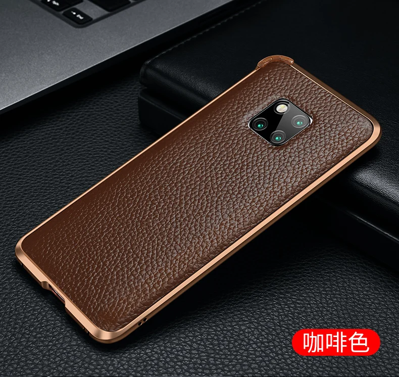 Роскошный металлический алюминиевый сплав бампер Рамка для huawei mate 20 Pro натуральная кожа чехол для телефона huawei mate 20 20X бесплатный подарок