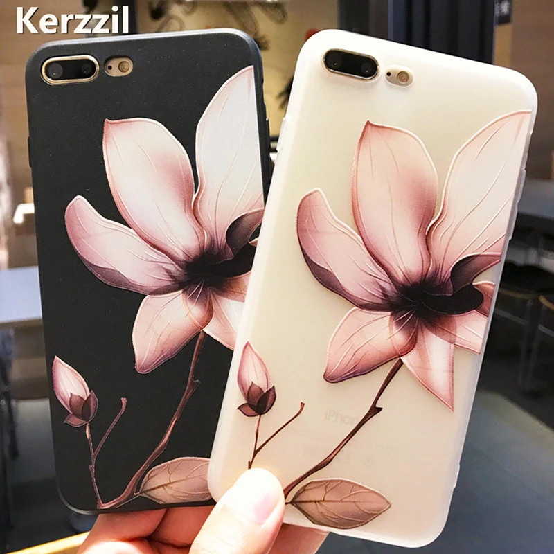Kerzzil чехол для телефона с объемным рельефным персиковым кружевом и розами iPhone 7 6 6S
