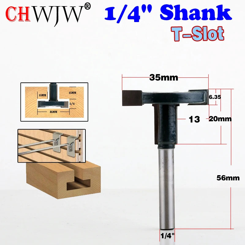 

1pcs 1/4"Shank Top Quality T-Slot & T-Track Slotting Router Bit For Woodworking Chisel Cutter Wholesale Price - CHWJW