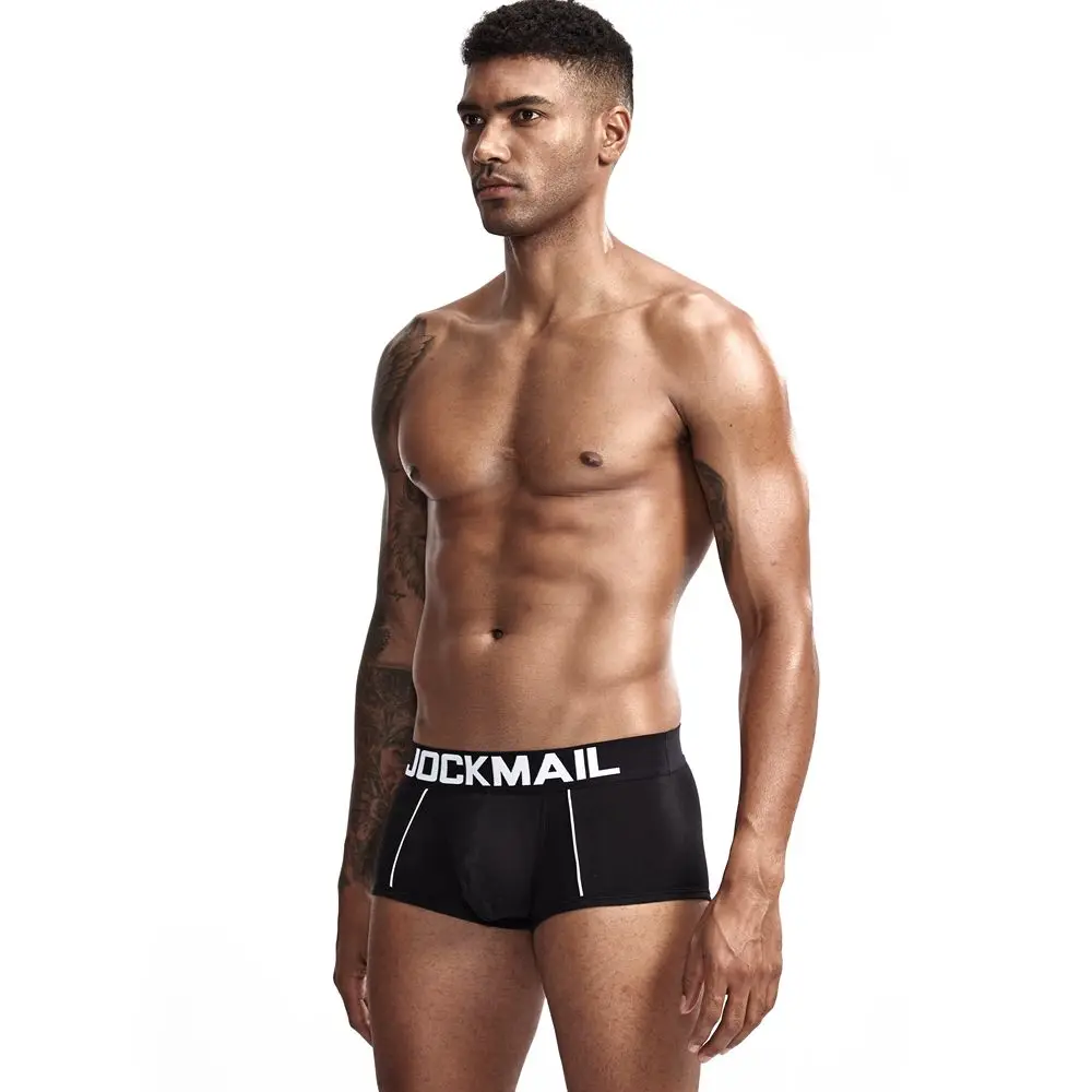 Бренд jockmail Горячая Мужское нижнее белье; трусы-боксеры; Соблазнительные однотонные хлопковые Для мужчин дышащие трусы-боксеры трусы