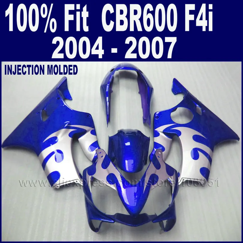 

Набор обтекателей под заказ для Honda cbr 600 f4i 04 05 06 07 cbr 600 f4i 2004 2005 2006 Синий Серебряный корпус