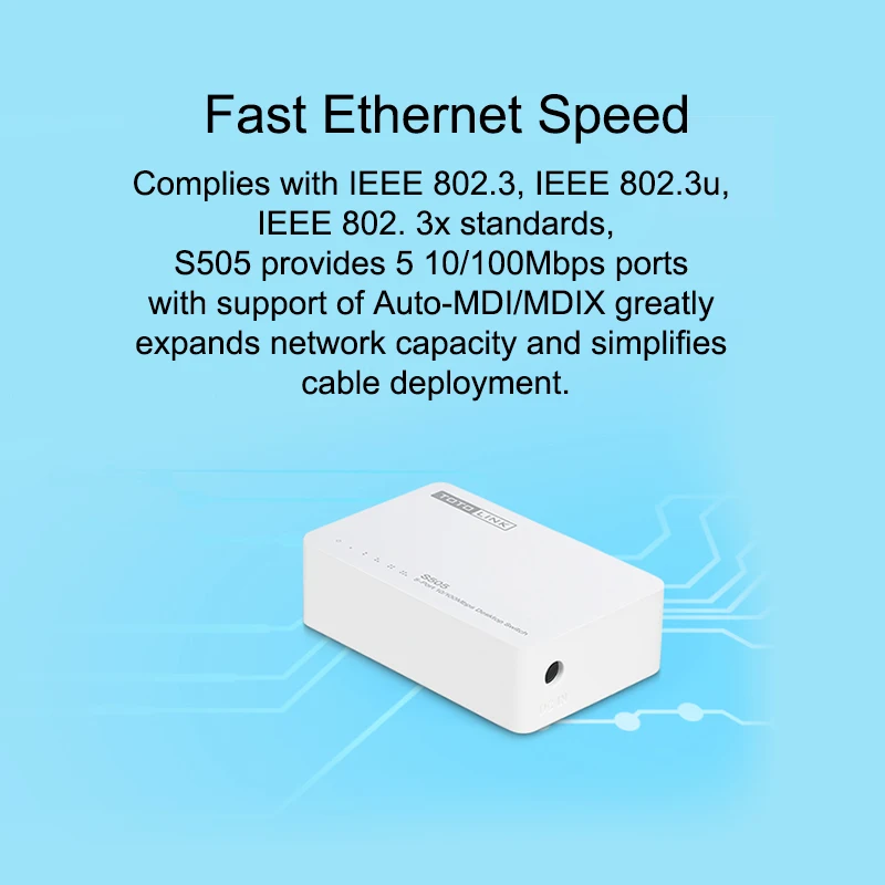 TOTOLINK S505 мини Ethernet коммутатор 5 портов 100 Мбит/с Настольный сетевой переключатель, полный/полудуплексный, подключи и играй для дома/малого использования Soho