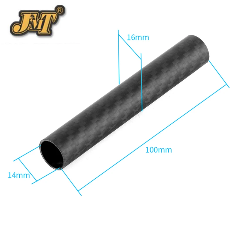 JMT высокопрочный 3K Углеволокно 16*14*100 мм Twill Matt трубка для защиты растений