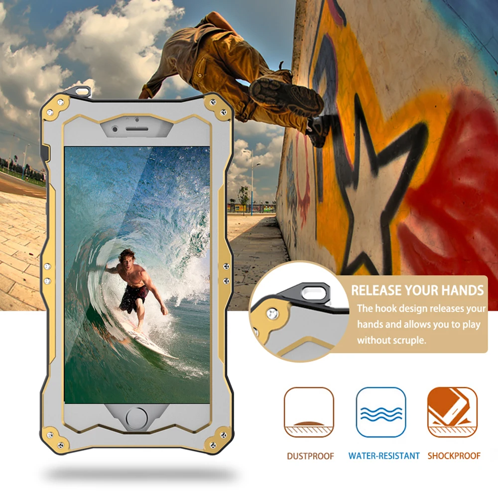 Для Iphone 11 Pro Max X XS XR XS MAX R-JUST Gundam Armor Life водонепроницаемый противоударный алюминиевый металлический мощный чехол