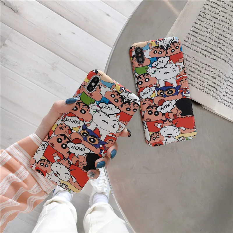 Милый мультяшный чехол для телефона Crayon Shin-chan iPhone Xs MAX Xr X 7 8 plus 6 6splus 10 Пара жесткая