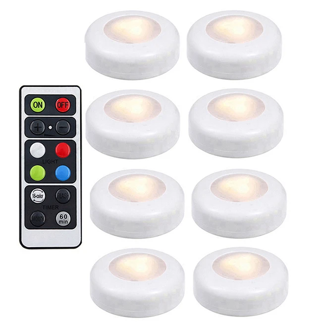 8 lamp 1 controller RGB 16 цветов 3 режима светодиодный светильник для шкафа беспроводной затемняемый сенсорный датчик под шкаф светильник светодиодный шайба светильник шкаф ночной Светильник s - Цвет: 8 lamp 1 controller