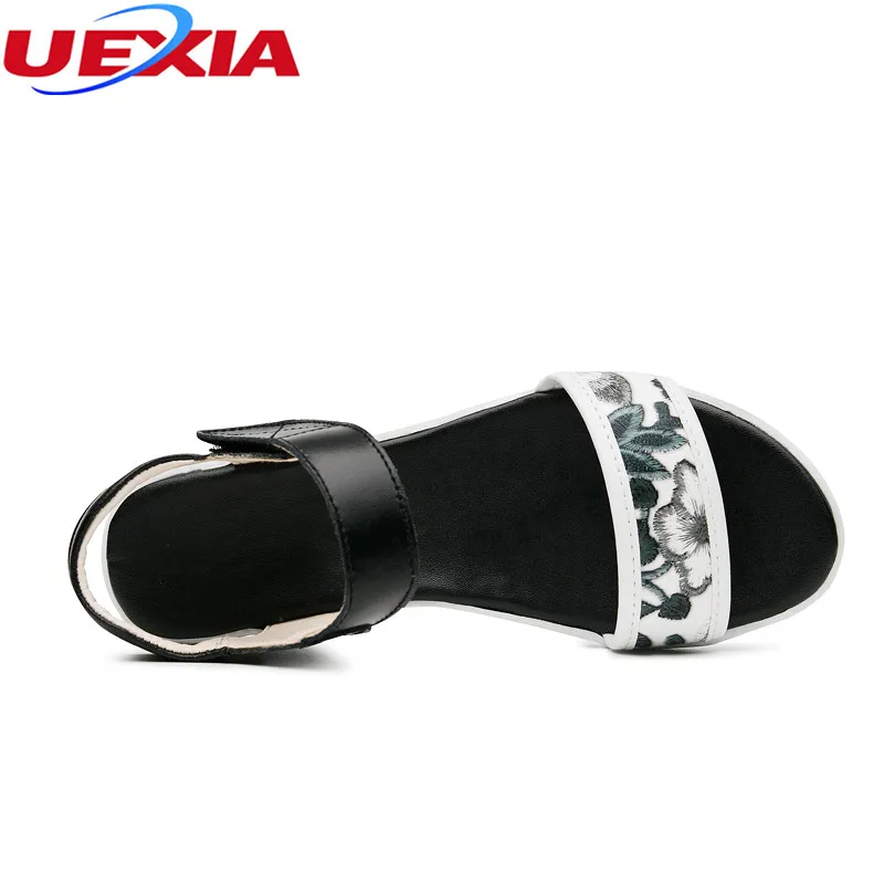 Uexia модные женские туфли на плоской подошве кожаные летние Для женщин