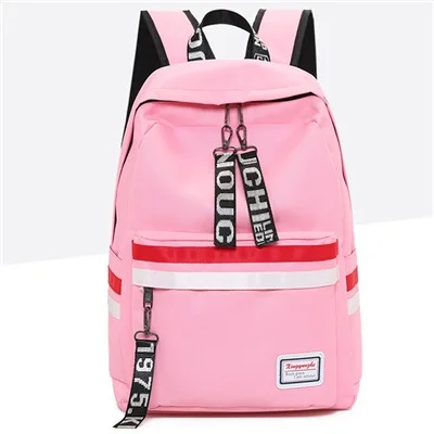 Casual Nylon Backpack Women School Bag For Teens Girls Student Laptop Backpack Travel Bagpack Large Capacity Mochila Mujer - Цвет: Розовый