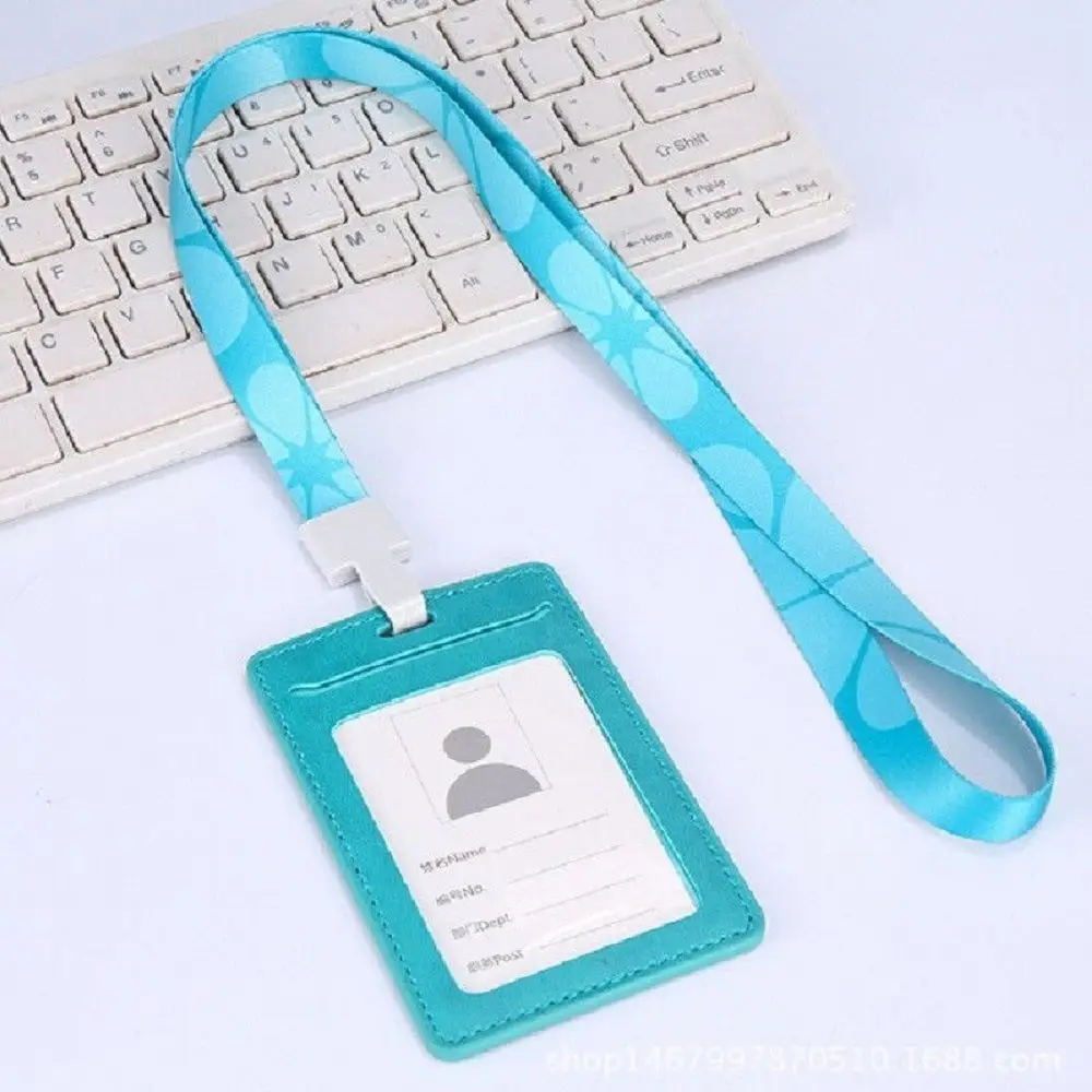 slate blue Id чехол ПУ бизнес держатель карточек со шнурок для ожерелья Логотип Настроить печать компании и офиса поставки карты ID держатель - Цвет: slate blue