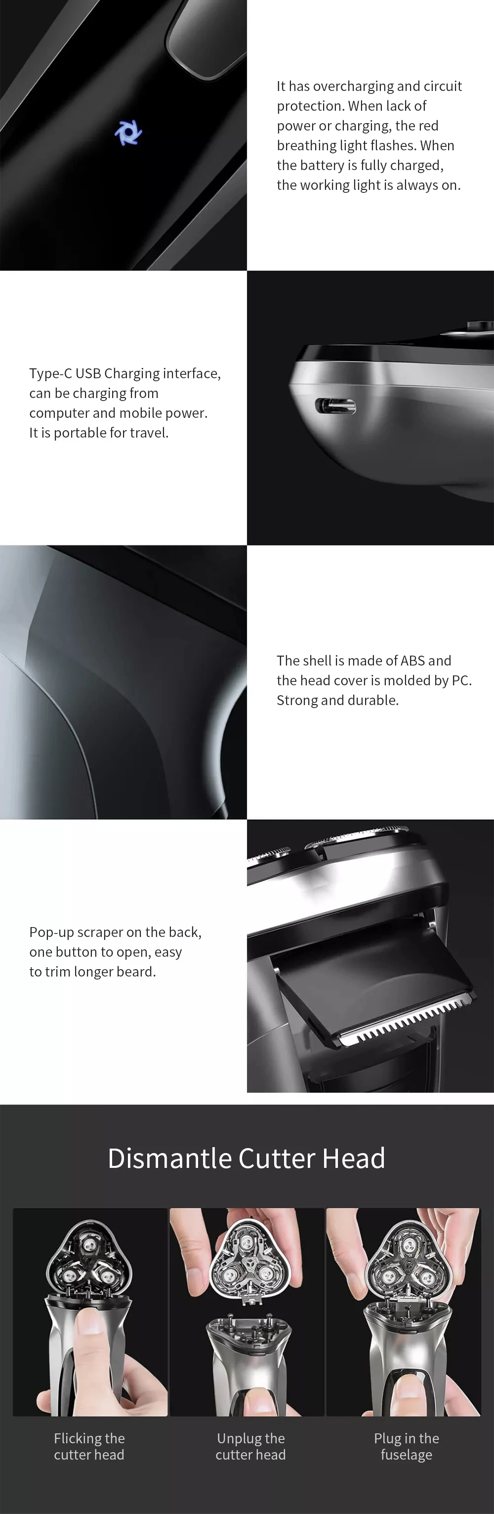XIAOMI Mijia ENCHEN BlackStone 3D Электробритва Моющаяся перезаряжаемая бритва type-C для бритья бороды для мужчин