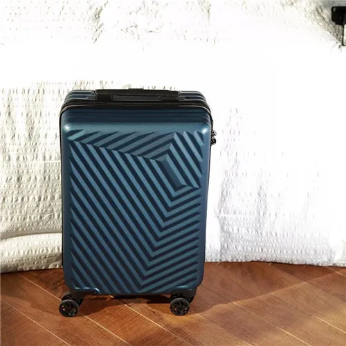 Navy blue KLQDZMS Дорожный чемодан 20/24nch ABS прокатки багажа spinner на молнии рамки брендовые тележки чемодан на колесах - Цвет: Navy blue
