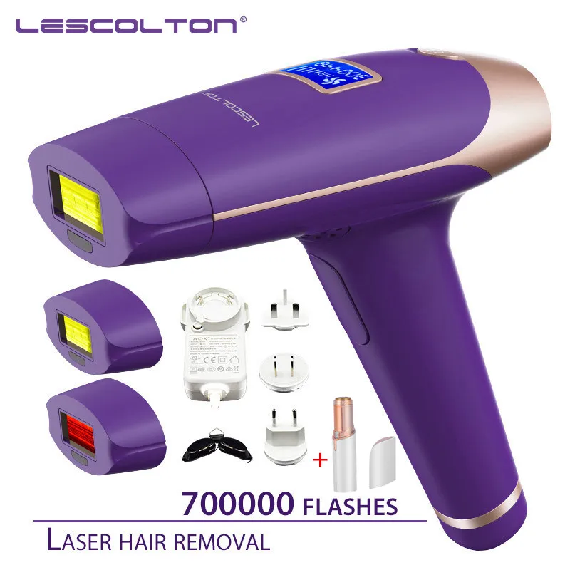 Three Head t009x-1 Lescolton Эпилятор IPL, 1300000 раз, 5 в 1, постоянное удаление волос с ЖК-дисплеем, лазерная машина для бикини Boay, для лица, подмышек - Цвет: Three Head t009x-1