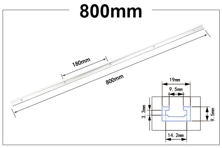 1Pc 800mm T-track Мини алюминиевый сплав Т-треки слот Торцовочная дорожка джиг приспособление Т-слот, деревообрабатывающий пресс зажим, Т-винт Т-слайдер, блок давления - Цвет: 1Pc 800mm T-track