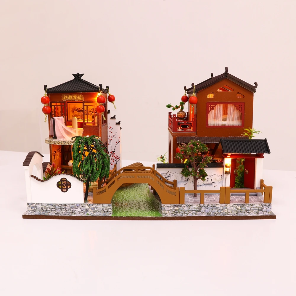 Детские игрушки Diy кукольный домик собирать деревянные Miniaturas кукольный дом мебель миниатюрный кукольный домик Головоломка Развивающие игрушки для детей
