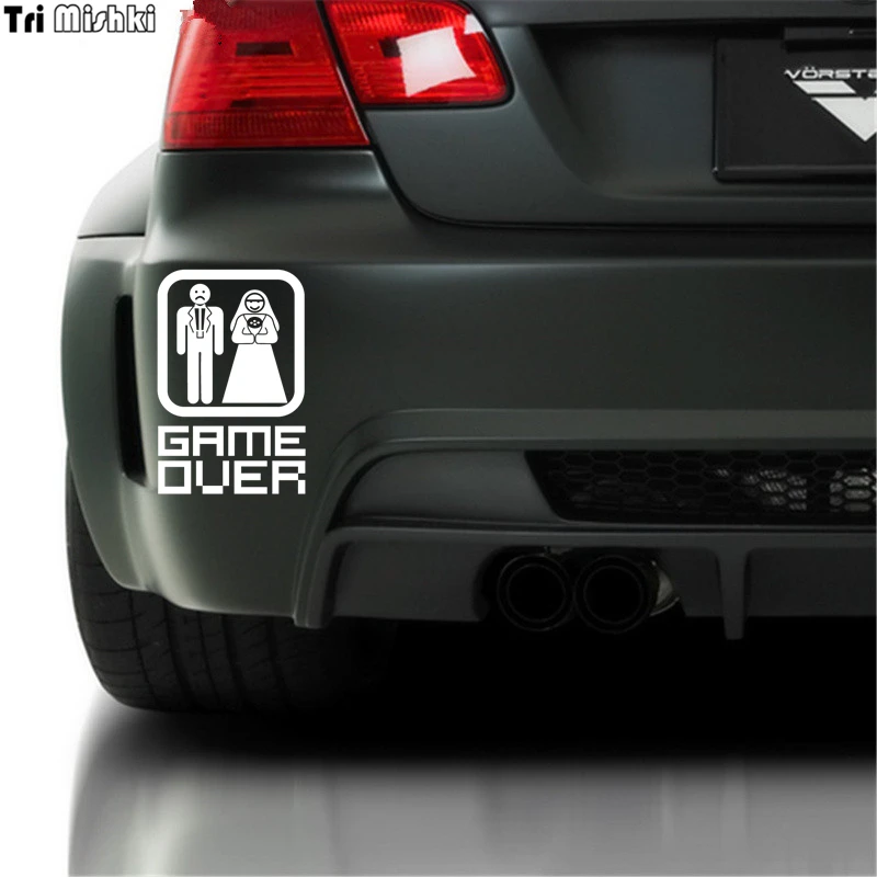 Tri Mishki HZX086 20*13.3cm car sticker auto game over funny Vinyl Decals Accessories | Автомобили и мотоциклы