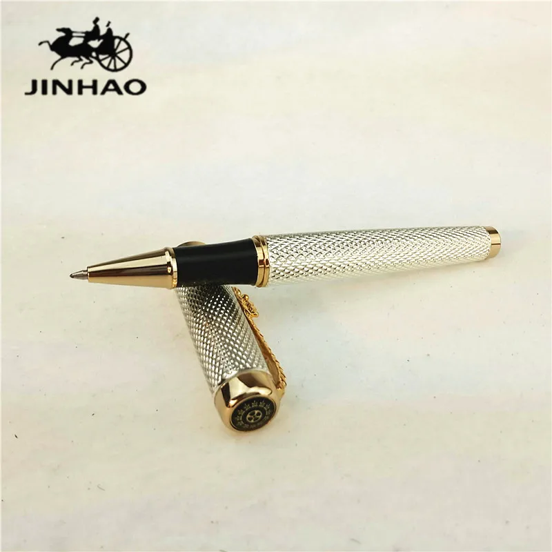 1 шариковая ручка Jinhao шт./лот 1200 Canetas Серебряный с позолоченным зажимом