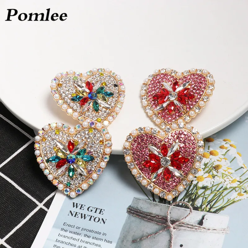 Pomlee роскошные свадебные серьги в форме сердца для женщин Красочные Любовь