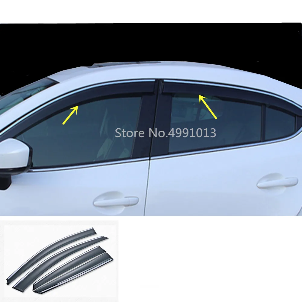 

Car Cover Sticker Styling Plastic Window Glass Wind Visor Rain / Sun Guard Vent 4pcs For Toyota Vios/Yaris Sedan 2017 2018 2019