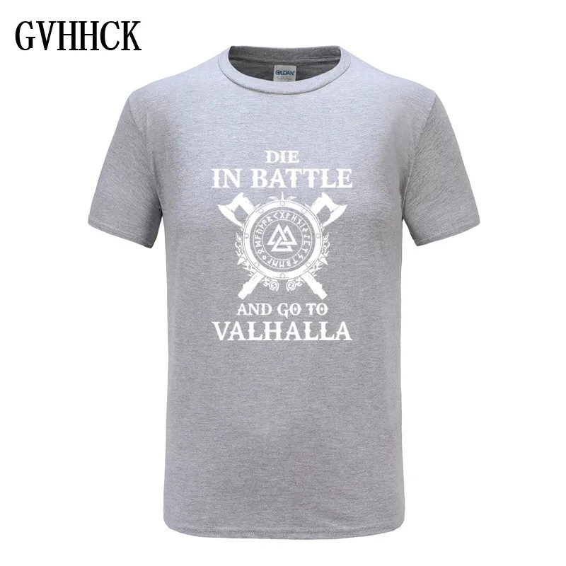 light gray GVHHCK Die In Battle And Go To Valhalla Viking, мужские футболки, хит, летняя брендовая Футболка реглан, хлопок, облегающие футболки - Цвет: light gray