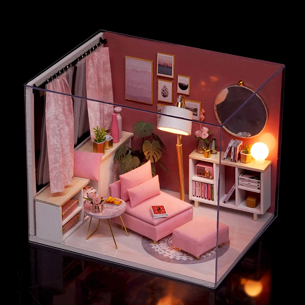 Набор для кукольного домика сделай сам реалистичный мини 3D розовый деревянный