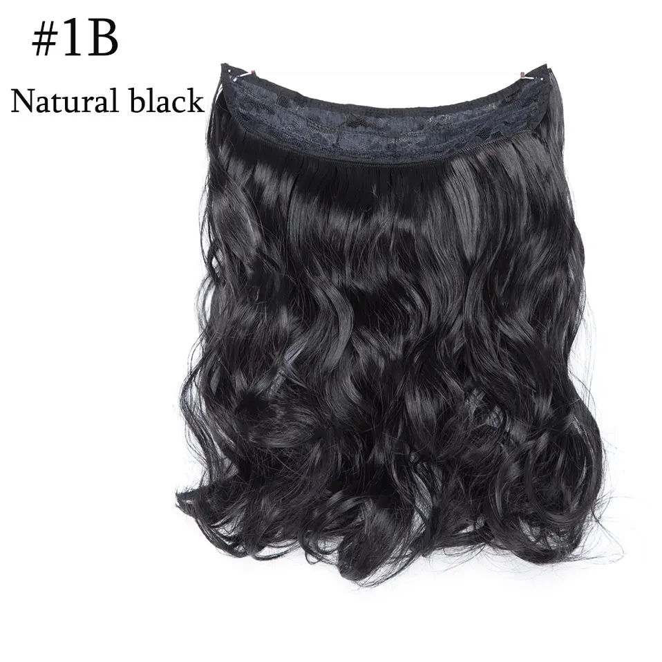 natural black SNOILITE, 16 дюймов, невидимая проволока, без зажимов, для наращивания волос, секретная Рыбная линия, шиньоны, шелковистые, прямые, настоящие, натуральные, синтетические - Цвет: natural black
