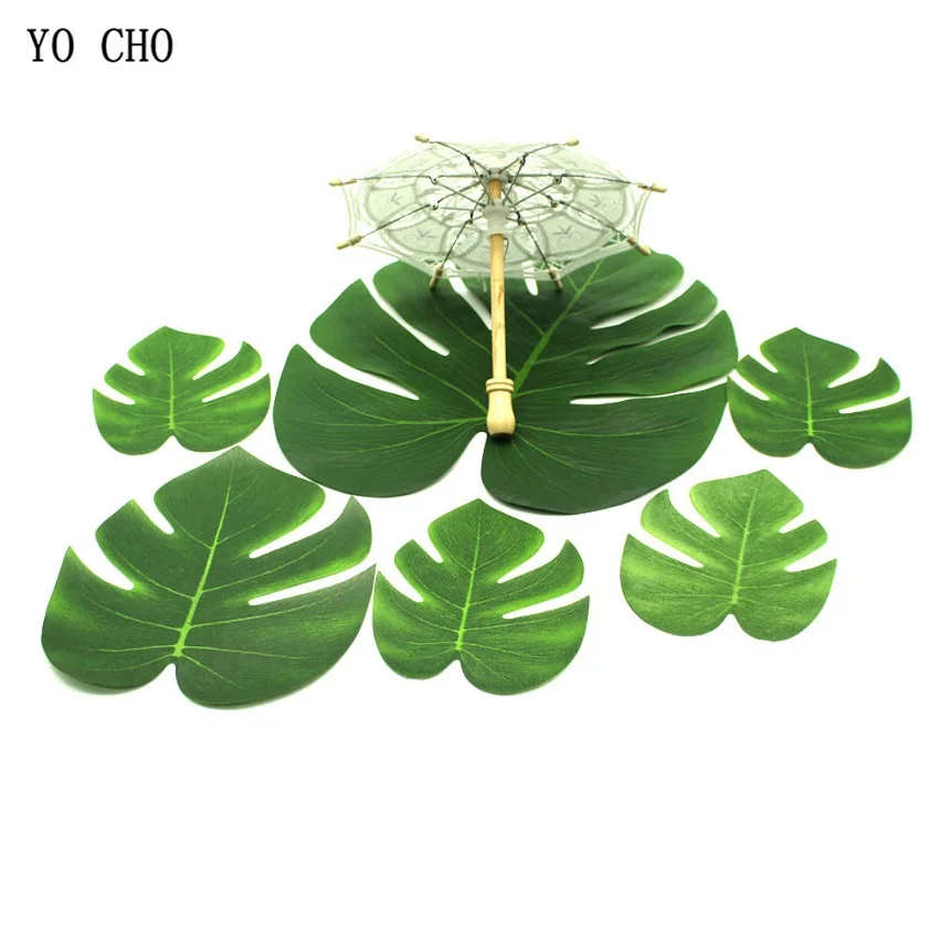 YO CHO 7 шт. искусственные зеленые растения Monstera Deliciosa Черепаховые листья Гавайские