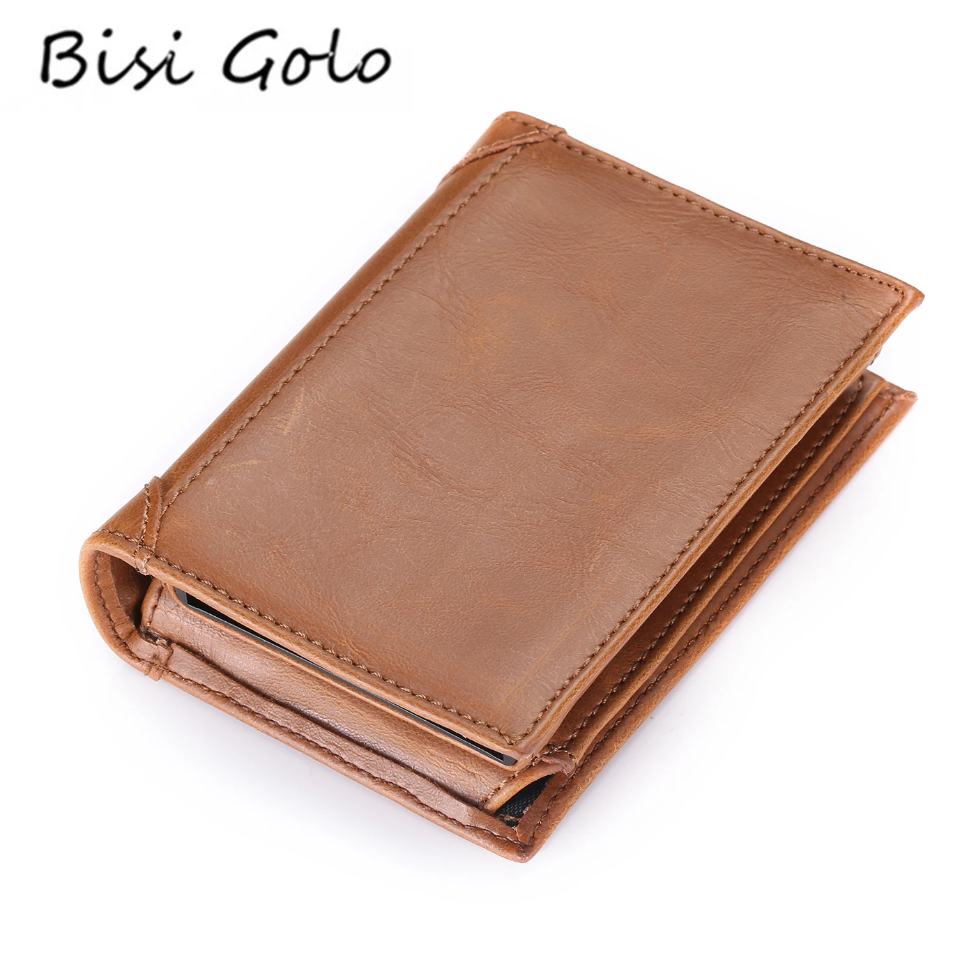 

BISI GORO Luxury Vintage Credit Card Holder Crazy Horse Handmade Leather Men Wallets Multi-Functional Coin Purse Wallet For Men