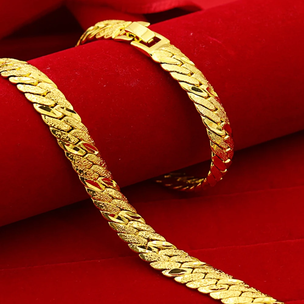 

Womens Mens Herringbone Bracelet Wrist Chain Yellow Gold Filled Solid Jewelry