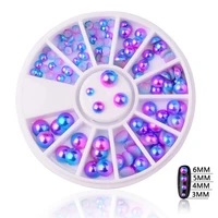 semi circle pearl nail beads decoration gradient flat bottom studs blue white color mixed size manicure 3d nail art decorations