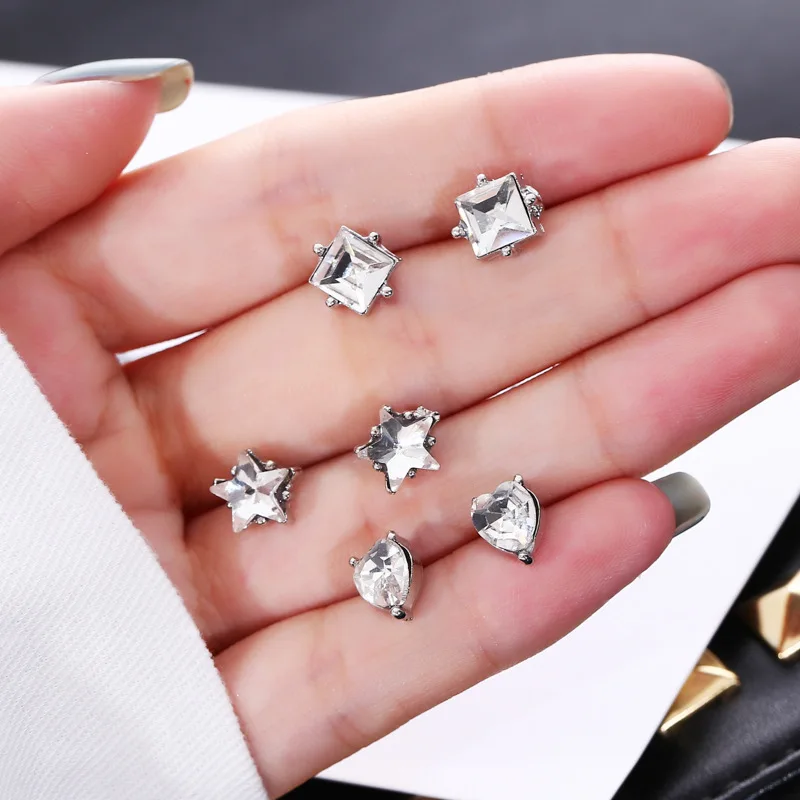 FENGLI Vintage Heart Leaf Flower Stud Earring for Women Tiny Mini Earrings Wedding Engagement Set Hot Sale | Украшения и