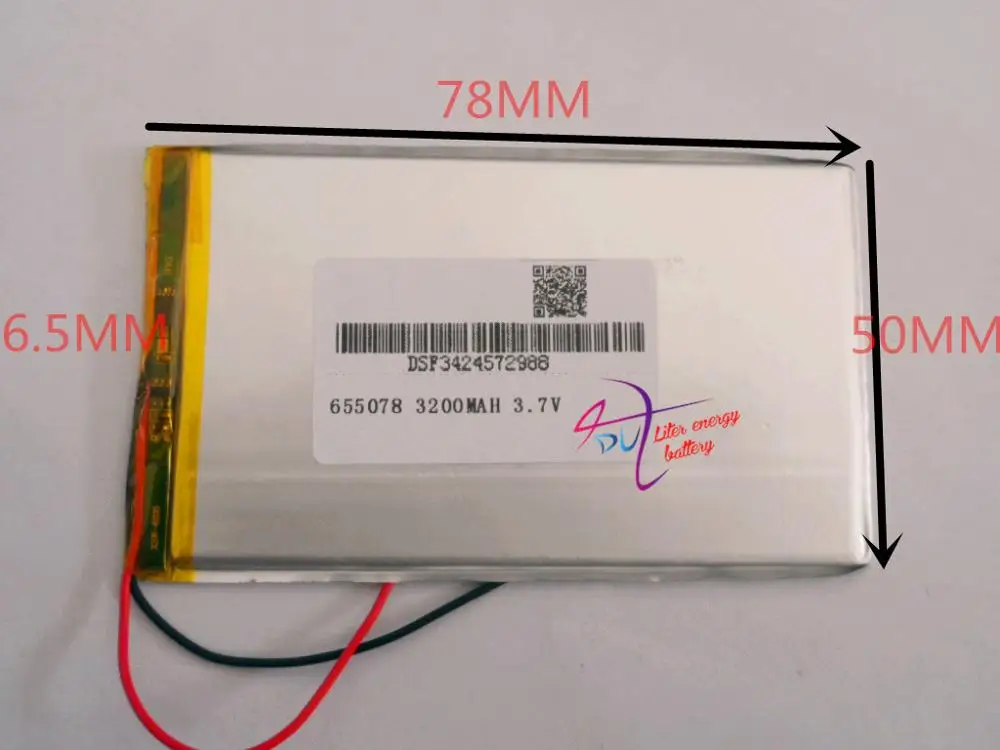 

best battery brand Size 655078 3.7V 3200mah Lithium polymer Battery with Protection Board For PDA Tablet PCs Digital Products