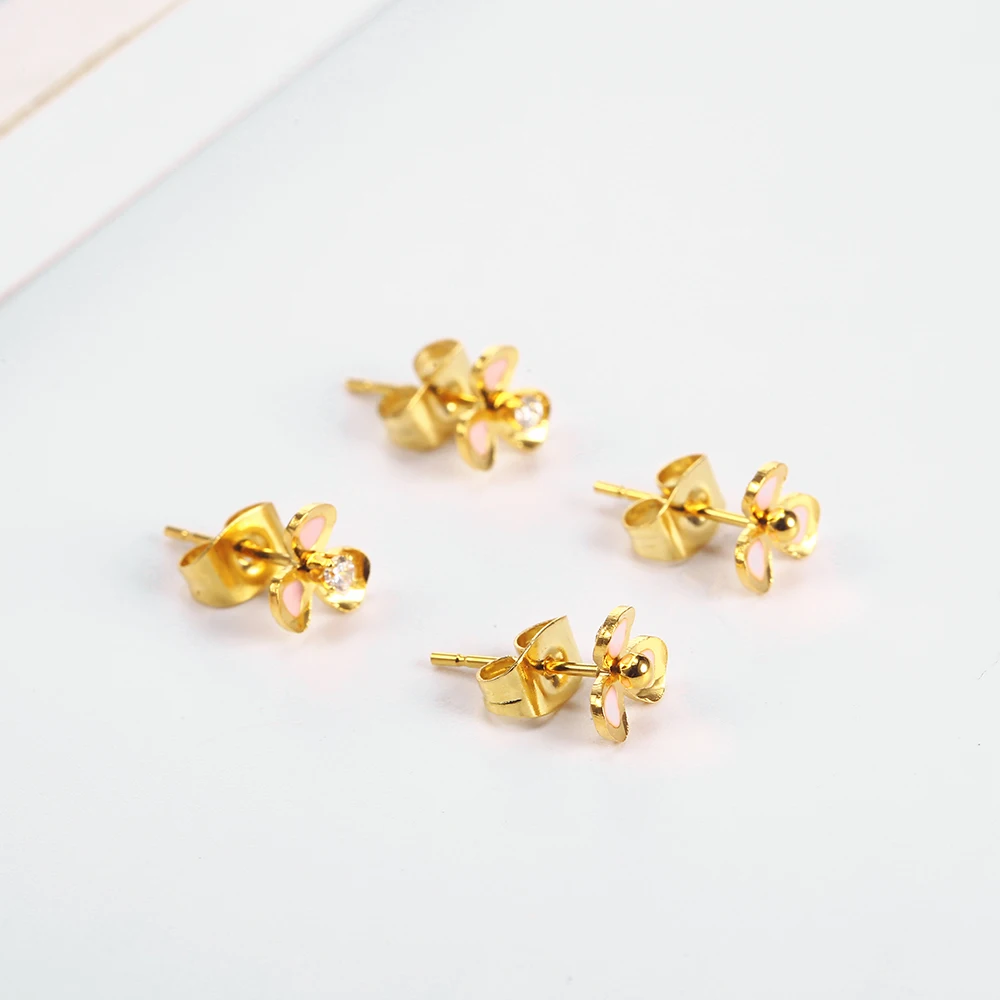 Женские серьги-гвоздики OUFEI из нержавеющей стали с цветком ювелирные изделия Vogue