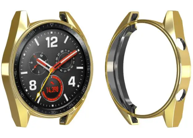 Высококачественный протектор для часов, совместимый с huawei Watch GT 42 мм, 46 мм, покрытый ТПУ чехол, тонкий мягкий бампер, защитный чехол - Цвет: Gold