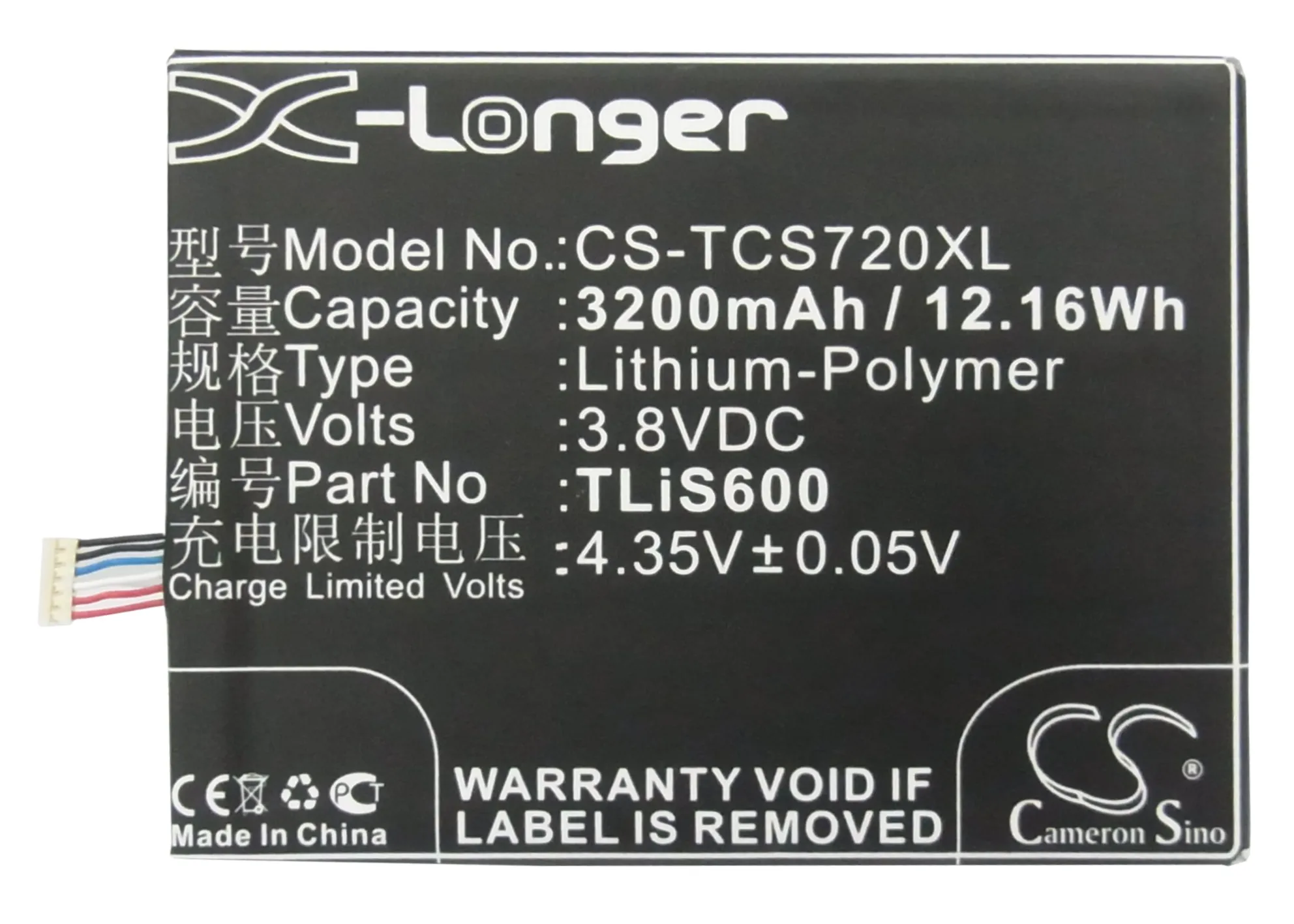 Аккумулятор Cameron Sino 3200mAh TLiS600 для TCL S720T S725T Alcatel One Touch Flash OT 6042 6042D|battery tlis600|3200mah